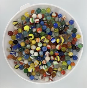 Large Lot of 249 Vintage Mixed Antique Glass Machine Made Marbles - Picture 1 of 10