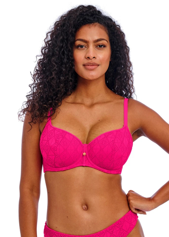 FREYA NOMAD NIGHTS FUCHSIA UNDERWIRE PADDED SWEETHEART BIKINI TOP SIZE 32F / 10F - image 1 of 1
