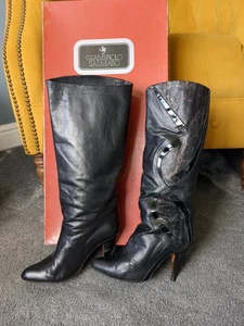 80er Jahre Vintage GIAMPAOLO SALMASO kniehohe Schlangenhaut Größe 4 Stiefel - Bild 1 von 18