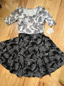 LuLaRoe NWT SZ XL Short Dress with Flare Skirt 3/4 Sleeve 2 TONE Black & White - Picture 1 of 10