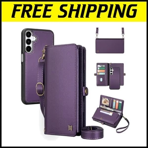 Étui et portefeuille téléphone à rabat en cuir amovible pour Samsung Galaxy S24 Plus - Violet - Photo 1 sur 10