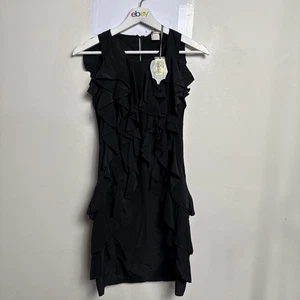 Nolita Gila Silk Dress Size 40 Black Ruffled Sleeveless Knee Length New Italy - Picture 1 of 14