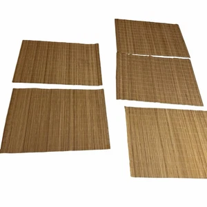 Set of 5 Bamboo Place Mats 15" x 12" Rectangular Natural Tan Boho See Pics - Picture 1 of 10