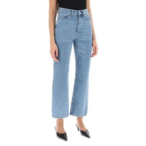 Jeans azules recortados de tiro alto/cintura de Malene Birger Milium en denim orgánico - Imagen 1 de 10