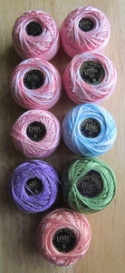 DMC Coton Perle 4 Ply Thread ~Size 8  ~Mixed Colors ~Lot of 9 - Picture 1 of 4