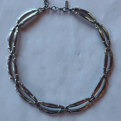 Collar Monet Vintage Tono Plata Eslabón Modernista Collar Cadena Ajustable Años 50 Foto 1 de 4