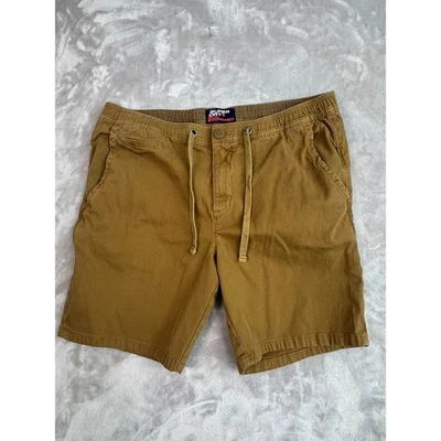 Shorts cargo Superdry masculino veludo bronzeado cordão cintura elástica tamanho grande - Imagem 1 de 4