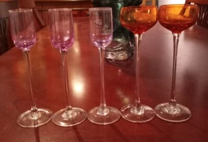 5 Long Stem Shot Glass Pink & Orange - Picture 1 of 6