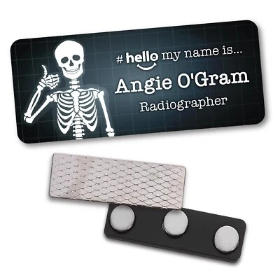 STONE MELON Hello My Name Is Badge Student Nurse Doctor Radiographer Skeleton Pin SMN Magnet