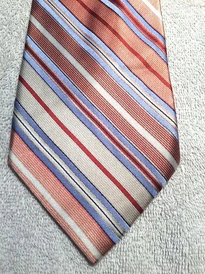 JONES NEW YORK 男式领带橙色蓝色和银色条纹 4 X 61 — 第 1/4 张图片