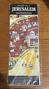  Pictorial Map Of Jerusalem & Bethlehem Vintage 1990 Printed in Israel NIP