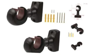 2Pcs Wood Curtain Rod Bracket Dark Brown Curtain Rod Hooks Wooden Curtain Rod - Picture 1 of 6
