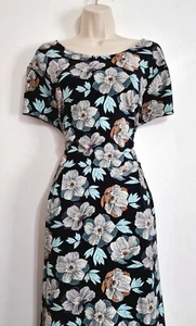 Seasalt Size 24 RRP £60 BNWT Black/White/Grey Floral Patter Stretch Jersey Dress - Picture 1 of 17