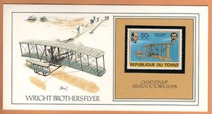 TCHAD Stamp 1978 on Card  Wright Brother Flyer Painting Basil Smith by Fleetwood