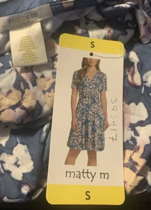 Matty M Women's Wrap Front Short Sleeve Dress Size S Blue Slate - Picture 1 of 2