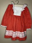 Vintage JCPenny Sukienka dziecięca Rozmiar 4 Czerwono-biała Kropki Koronka (p)