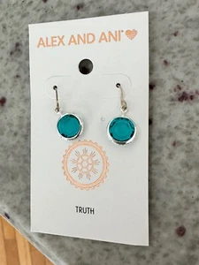 Alex und Ani 925 Ohrringe blau Zirkon Kristall NEU neuwertig auf Karte Swarovski hübsch - Bild 1 von 4