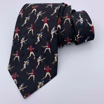 Corbata de jugadores de oficina a lunares negra roja blanca azul entrenador de fútbol americano para hombre Foto 1 de 4