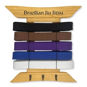 Brazilian Jiu Jitsu Belt Display | BJJ Belt Rack for 5 Belts Plus Medals Hang... - Picture 1 of 7