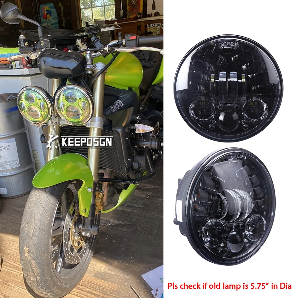 2 faros LED de 5-3/4" señal de giro alta/baja para Triumph Speed Street Triple 675 Foto 1 de 4