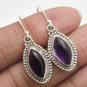 Lapis Lazuli Solid 925 Sterling Silver Earring Jewelry 1.12"SE-4545 - Picture 1 of 1