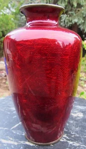 Antique Japanese Gimbari Cloisonne Vase Meiji Pigeon Blood Enamel Hexagon Signed - Picture 1 of 6