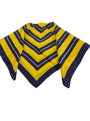 Cachecol de seda Baar & Beards laminado à mão listrado amarelo feito no Japão 20/20" vintage - Imagem 1 de 4