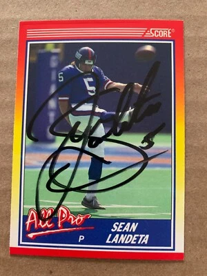 Sean Landeta Signed 1990 Score #578 New York Giants NFL Football All Pro Punter - Image 1 of 2