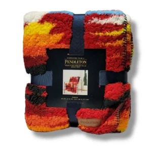 Pendleton Sherpa Fleece Throw Red Short Sands 50”x70” - Picture 1 of 6