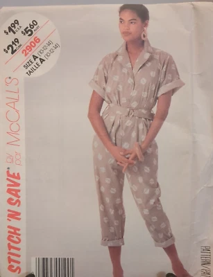 VINTAGE McCall's Sewing Pattern 2906 Misses' JUMPSUIT & BELT size 10-12-14 UC/FF - Image 1 of 4