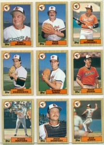 MLB-BASEBALL CARD LOT-1987 TOPPS-BALTIMORE ORIOLES-27 CARDS-WEAVER-RIPKEN-TRABER - Picture 1 of 3