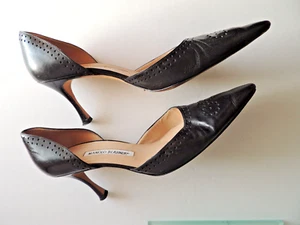 Manolo Bahnik Black Pumps Sandals Sz EU 40 US 9.5-10 - Picture 1 of 7