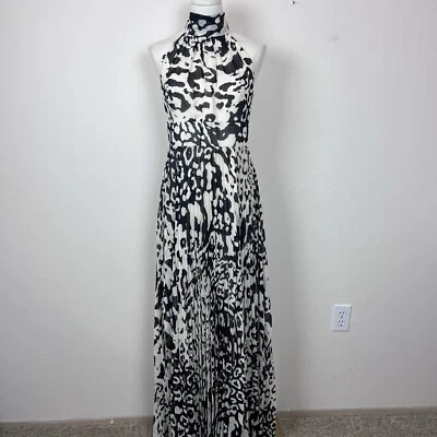 Vestido Eliza J Para Mujer Ocho Maxi Plisado Halter Vestido Estampado Animal Leopardo Fiesta Foto 1 de 4