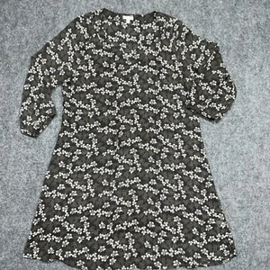 Garnet Hill Dress Womens Size 8 Black Sheer Silk Floral Feminine Cottage - Picture 1 of 9