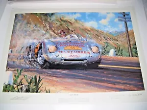 PORSCHE CARRERA 550 FIRMATA HANS HERRMANN HUSCHKE VON HANSTEIN ARTISTA STAMPA A PROVA DI ARTISTA - Foto 1 di 7