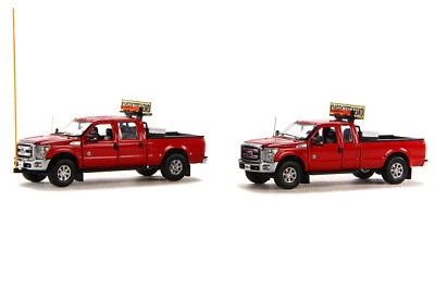 Sword 1300RC Ford F-250 Pickup Escort Set w/Trailers Red/Chrome 1/50 Diecast MIB - Image 1 of 4