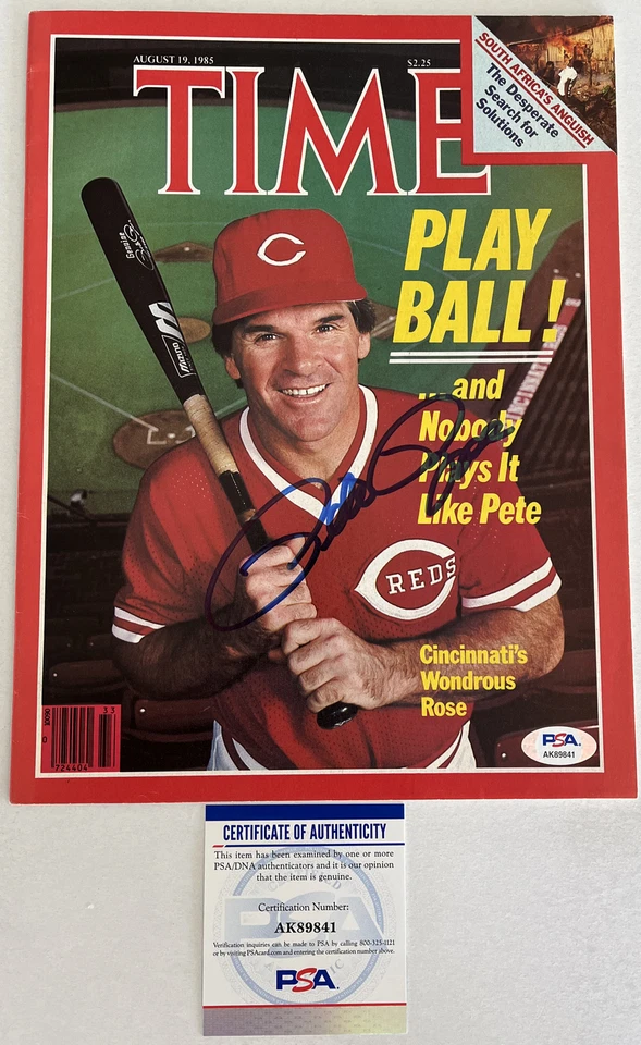 Pete Rose Signed Time Magazine NO Label PSA/DNA,Aug 1985 Newsstand Auto,(B119) - Image 1 of 3