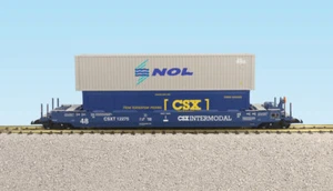 VAGÓN PLANO INTERMODAL TRENES EE. UU. con contenedores - R17131 CSX Azul #3 - Imagen 1 de 1