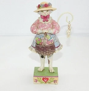 Jim Shore KITTY SO PRETTY Heartwood Creek Gato Estatuilla Conejito Huevos de Pascua Cesta  - Imagen 1 de 11
