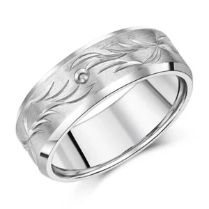 8 mm Titan Muster Design Ring matt und poliert flach hofförmig Größen M-Z - Bild 1 von 4