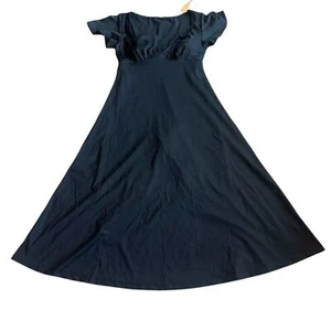 Popilush A-Line Midi Dress Black Built-in Shapewear Tummy Control Size Large NWT - Picture 1 of 12