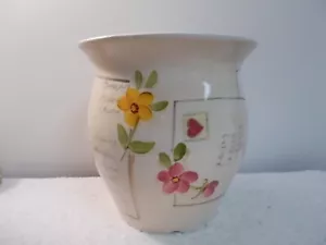 1999 Bath & Body Works Floral Letters Round Ceramic Planter Vase Flowerpot - Picture 1 of 7