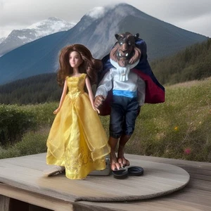 Disney Store Beauty and the Beast dolls bundle singing belle and Beast & outfits - Picture 1 of 7