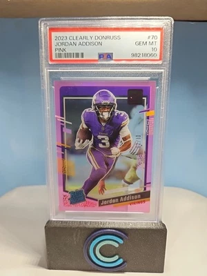 2023 Donruss Clearly Jordan Addison #70 Pink /10 Psa10 - Image 1 of 2