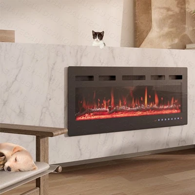 Chimenea Eléctrica 40" Montada en la Pared Ajustable Calor Control Remoto Retroiluminación Colores Temporizador Foto 1 de 4