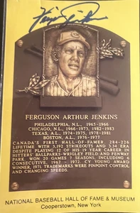 FERGUSON JENKINS AUTOGRAPHED HALL OF FAME BASEBALL PLAQUE NM-MINT - Picture 1 of 2