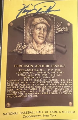 FERGUSON JENKINS AUTOGRAPHED HALL OF FAME BASEBALL PLAQUE NM-MINT - Image 1 of 2