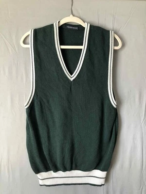 Brandy Melville Dark Green/White Sweater Vest Made in Italy Preppy Casual Layer - Image 1 of 4
