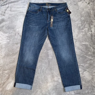 Kut From The Kloth Crop Jeans Women’s Size 12 Straight Leg Cuff Blue Stretch NEW - Image 1 of 4