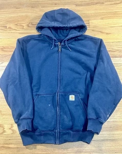 Carhartt Original Fit Rain Defender Full Zip Hooded Sweatshirt Men’s Lg Navy - Picture 1 of 13